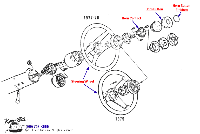 Steering Wheel &amp; Horn Button Diagram for a 1974 Corvette