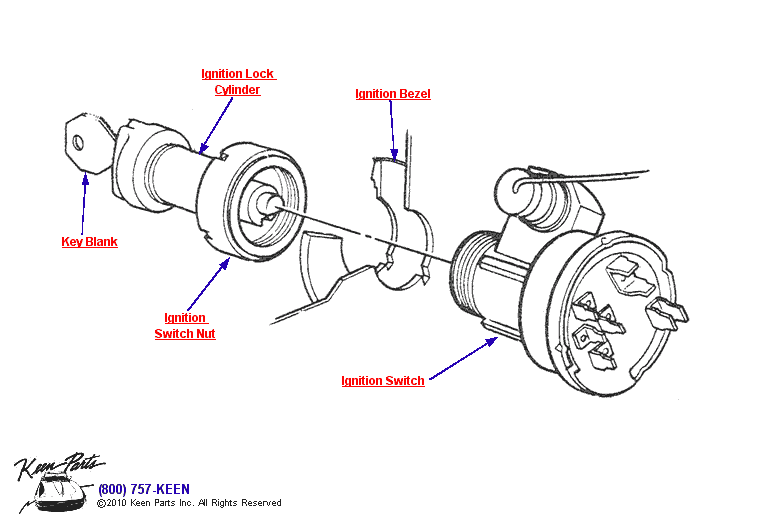 Ignition Switch Diagram for a 1955 Corvette