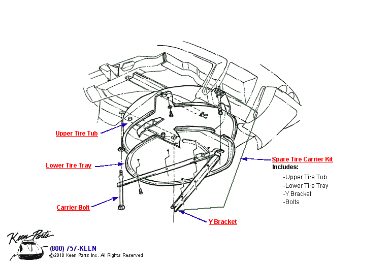 Spare Tire Carrier Diagram for a 1959 Corvette