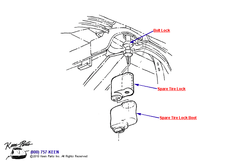 Spare Tire Lock Diagram for a 1970 Corvette