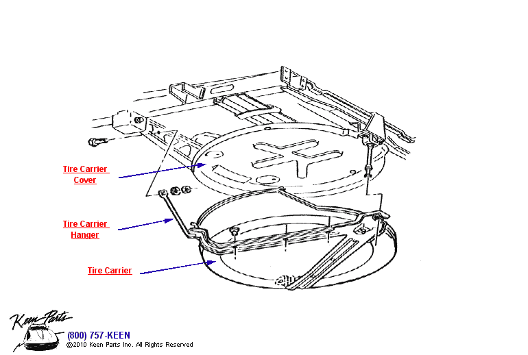 Spare Tire Carrier Diagram for a 1970 Corvette