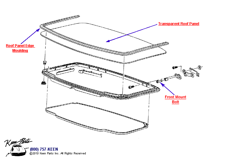 Roof Panel &amp; Hardware Diagram for a 1993 Corvette