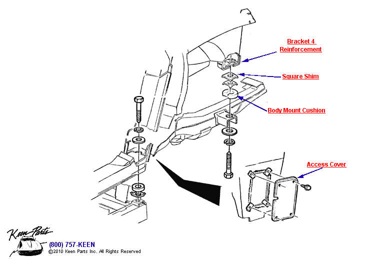 Body Mount #4 Detail Diagram for a 1963 Corvette