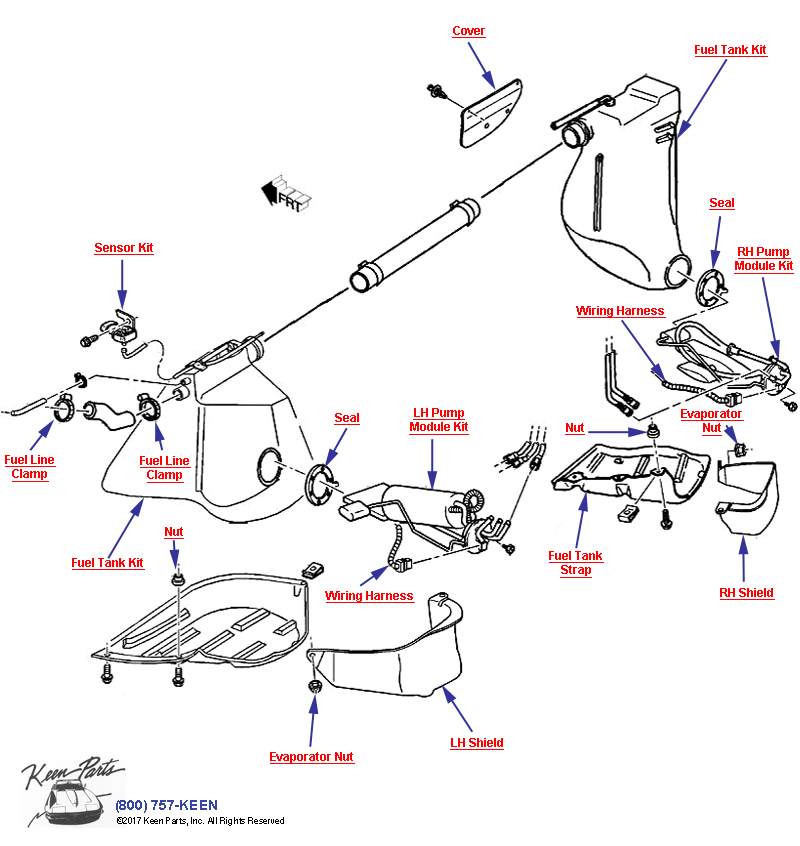 Fuel Tank &amp; Mounting Diagram for a 1985 Corvette