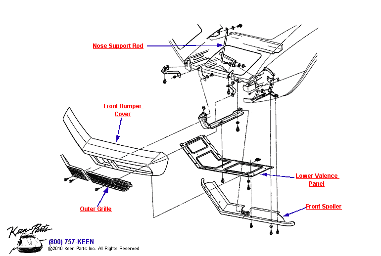 Grille &amp; Supports Diagram for a 2002 Corvette