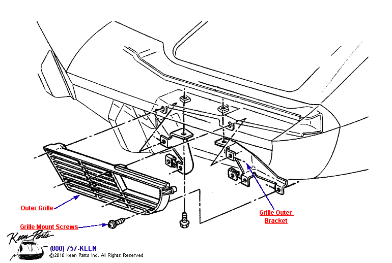 Outer Grille Diagram for a 1985 Corvette