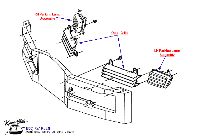Outer Grille Diagram for a 1998 Corvette