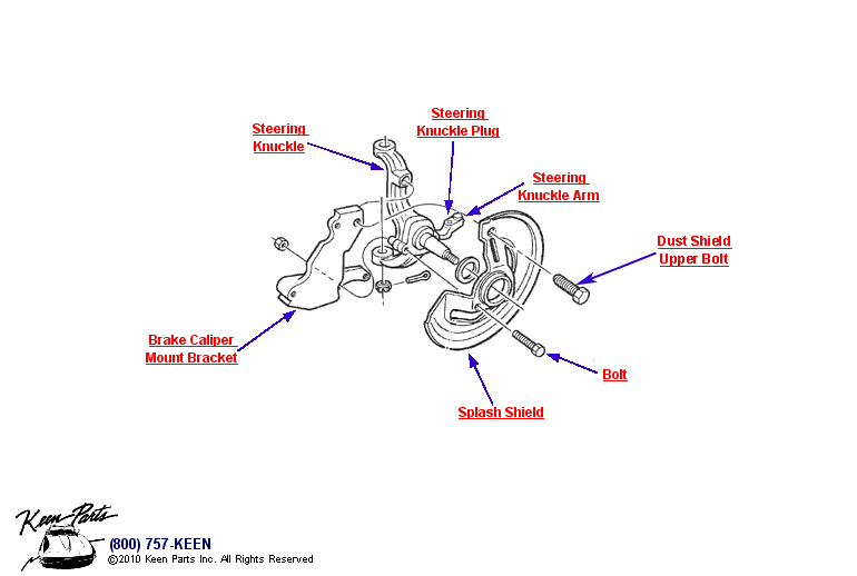 Steering Knuckle Assembly Diagram for a 1974 Corvette
