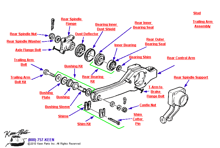Rear Control Arm Diagram for a 1965 Corvette