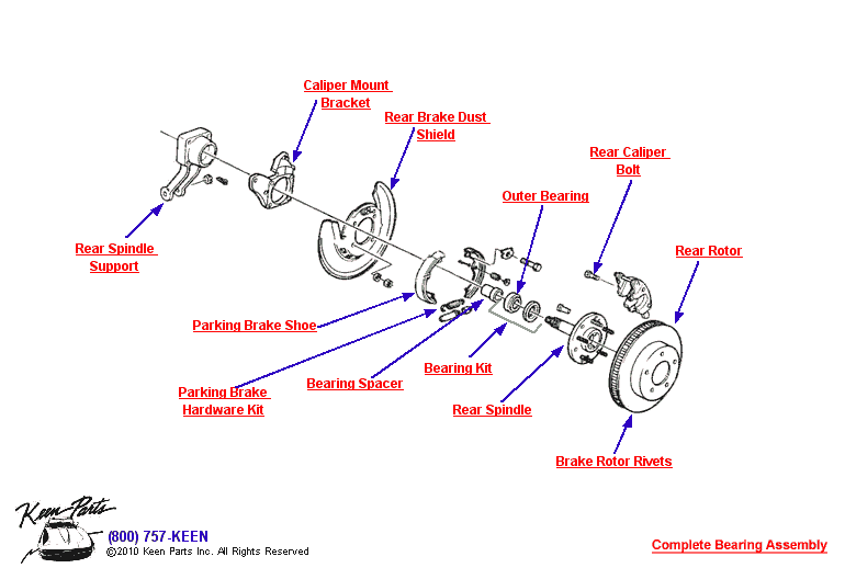 Rear Spindle &amp; Wheel Diagram for a 1973 Corvette