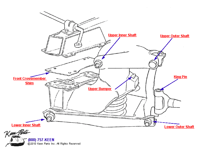 Front Control Arms Diagram for a 1961 Corvette