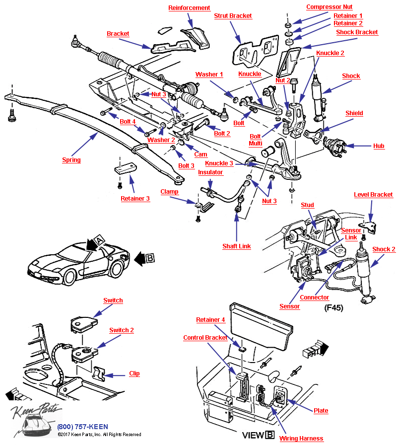 Suspension- Front Diagram for a 2000 Corvette