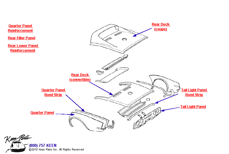 Rear Body Diagram for a 1970 Corvette