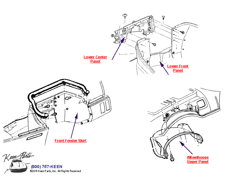 Fender Skirts and Wheelhouse Diagram for a 2001 Corvette