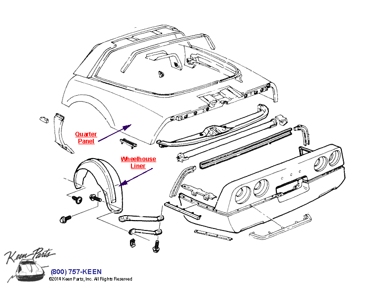 Rear Body Diagram for a 1985 Corvette