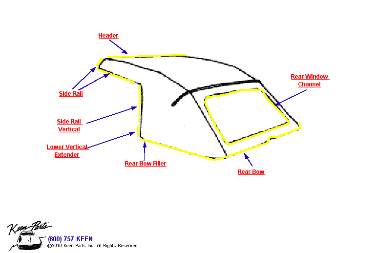 Hard Top Detail Diagram for a 1969 Corvette