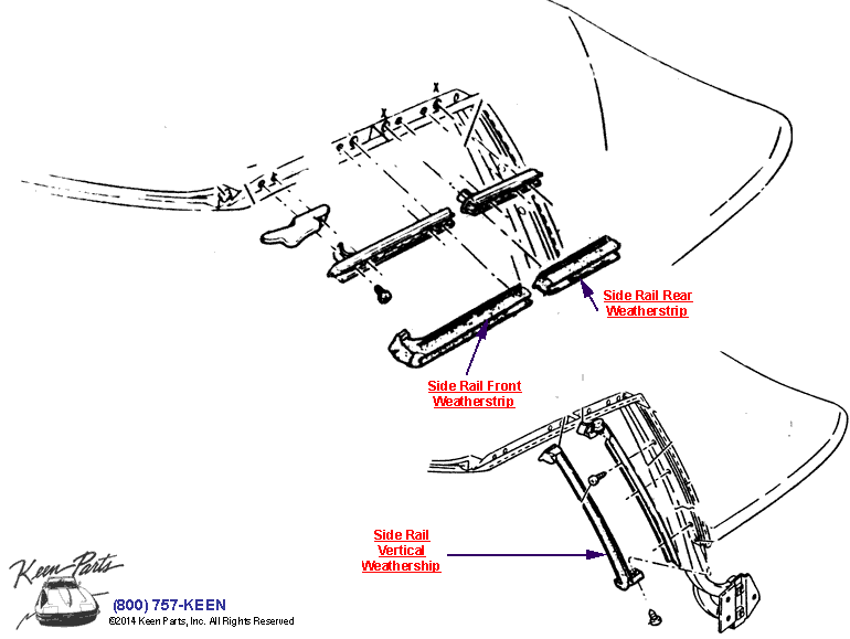 Soft Top Weatherstrips Diagram for a 2019 Corvette