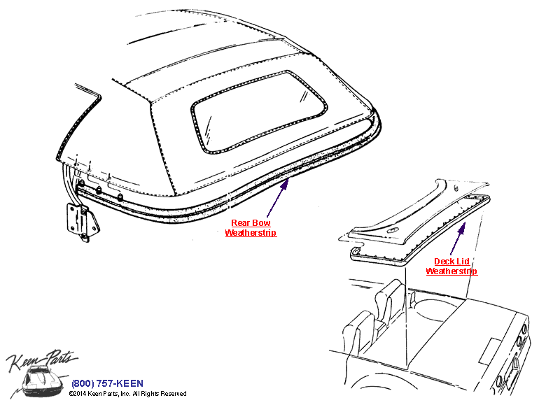 Rear Bow &amp; Deck Lid Diagram for a 1967 Corvette