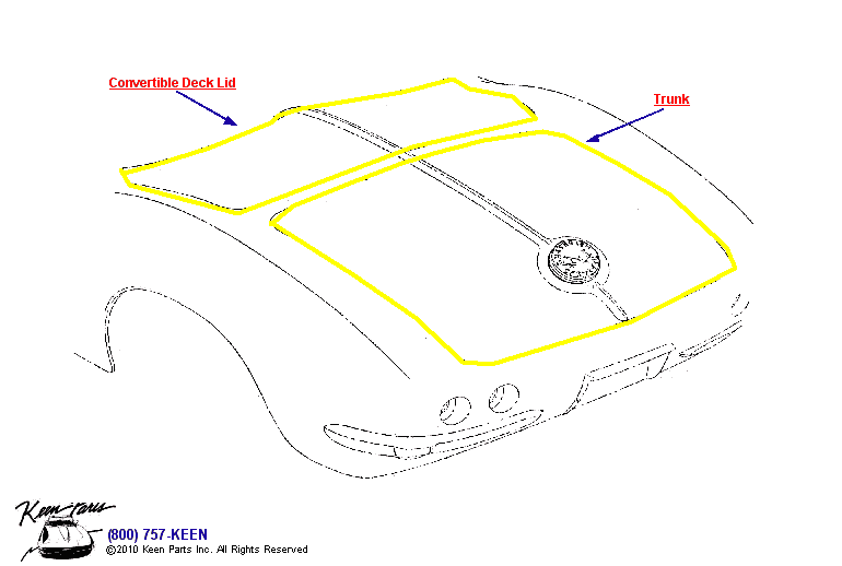 Rear Deck Weatherstrips Diagram for a 2001 Corvette