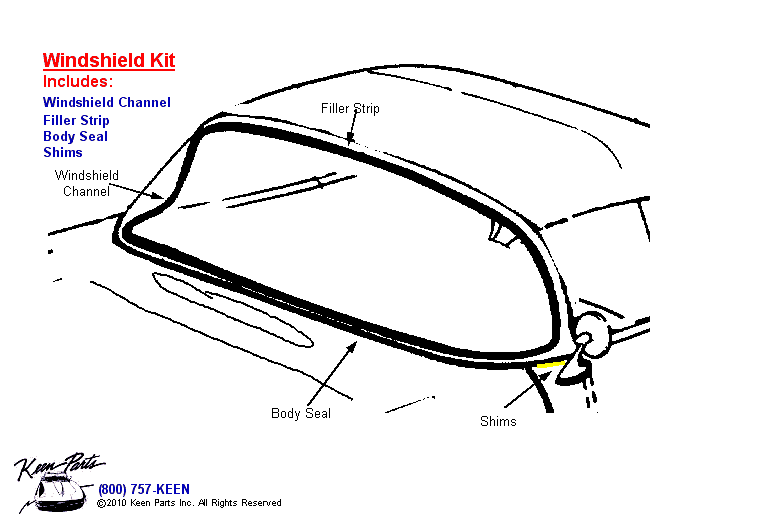 Windshield Kit Diagram for a 2009 Corvette