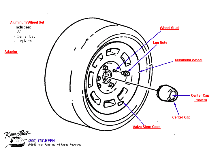 Aluminum Wheel Diagram for a 1967 Corvette