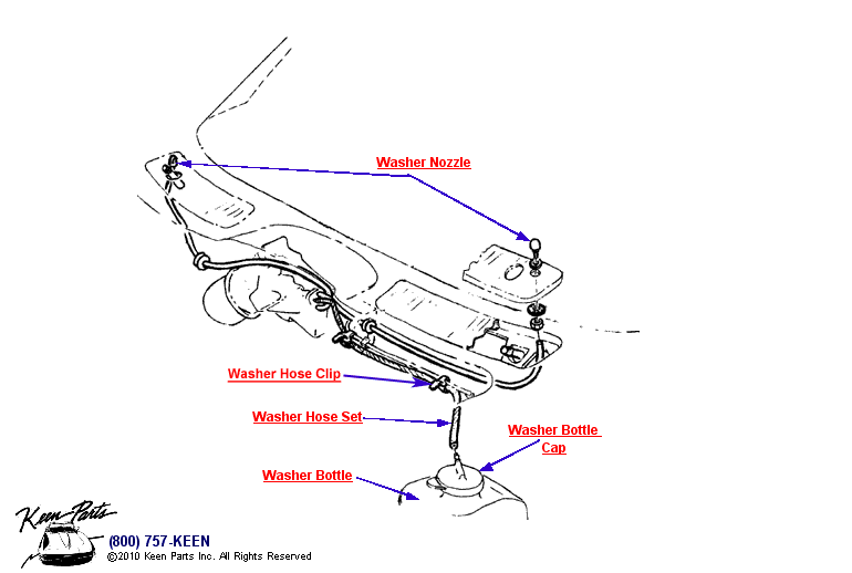 Washer Nozzles &amp; Hoses Diagram for a 2010 Corvette