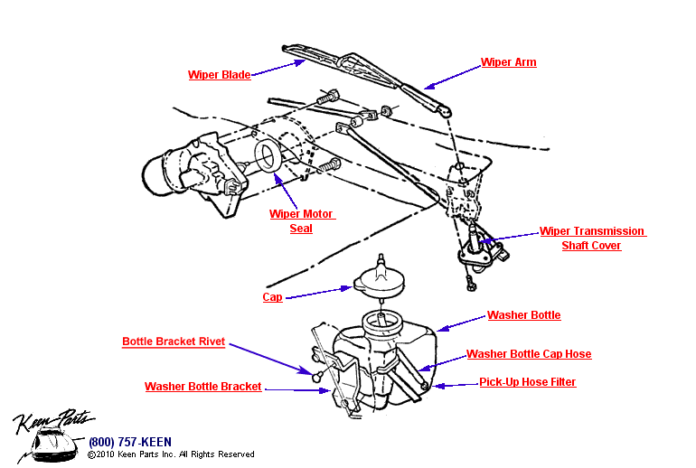 Wipers &amp; Washer Bottle Diagram for a 1999 Corvette