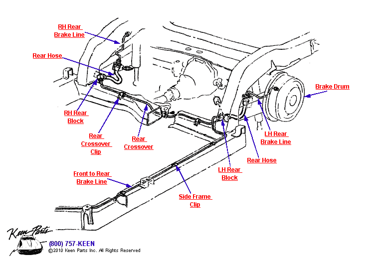 Rear Brake Lines Diagram for a 1955 Corvette