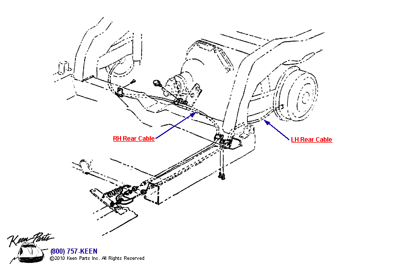 Parking Brake Cables Diagram for a 1974 Corvette