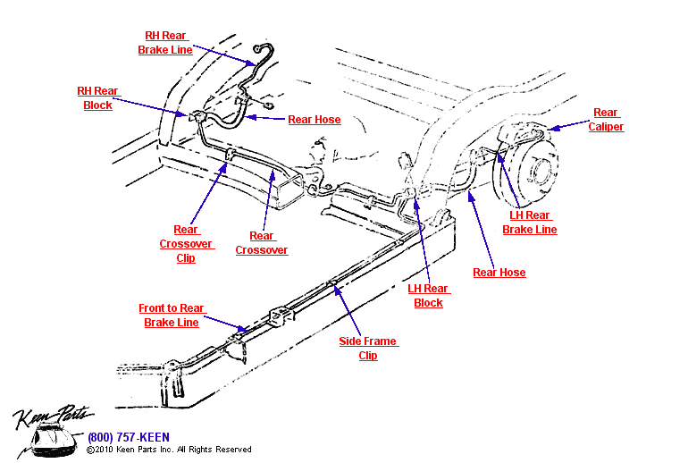 Rear Brake Lines Diagram for a 2023 Corvette