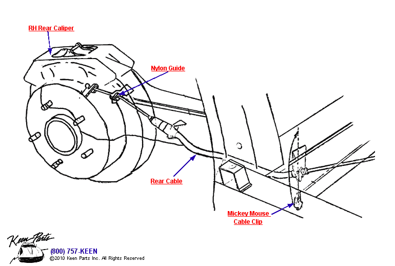 Parking Brake &amp; Rear Caliper Diagram for a 1981 Corvette