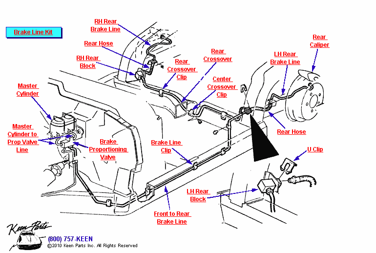 Rear Brake Lines Diagram for a 1969 Corvette