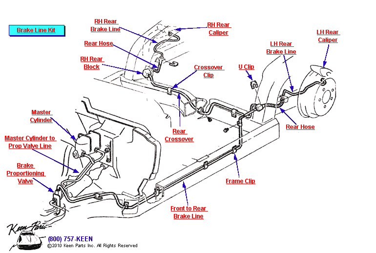 Rear Brake Lines Diagram for a 1973 Corvette