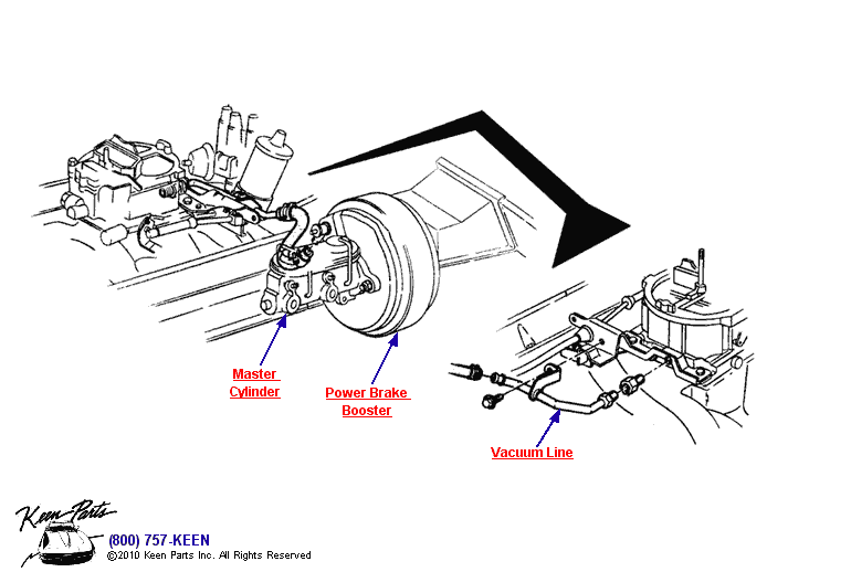 Power Brake Vacuum Line Diagram for a 1975 Corvette