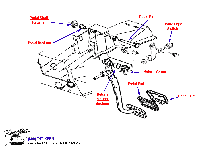Brake Pedal Diagram for a 1970 Corvette