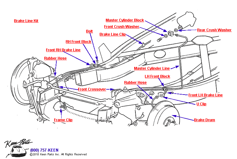 Front Brake Lines Diagram for a 2008 Corvette