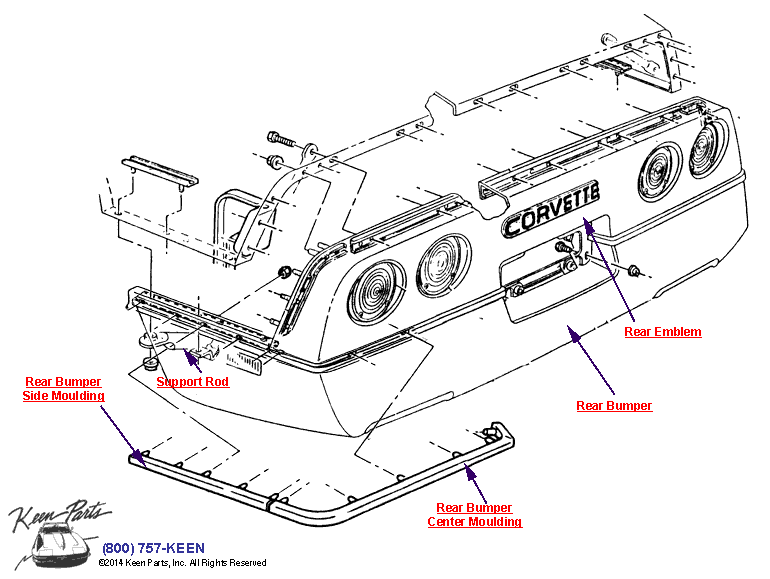 Rear Bumper Diagram for a 1989 Corvette