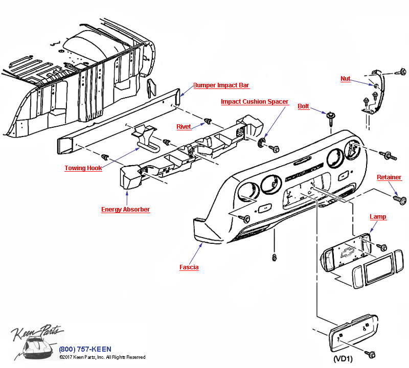 Rear Bumper Diagram for a 1999 Corvette