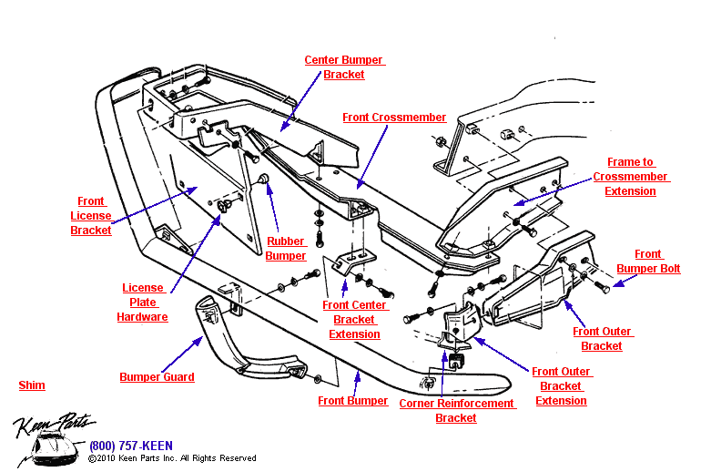 Front Bumper Diagram for a 1967 Corvette