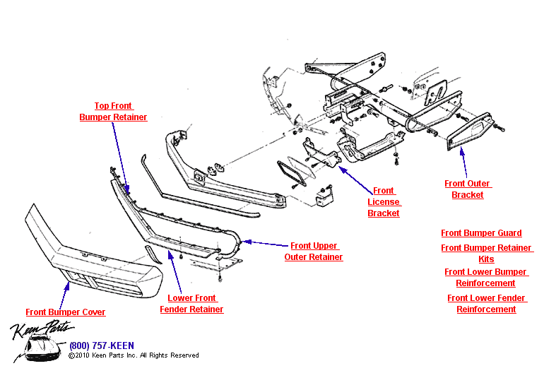 Front Bumper Diagram for a 1964 Corvette