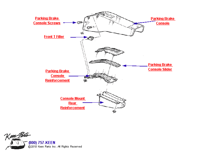 Parking Brake Console Diagram for a 1977 Corvette