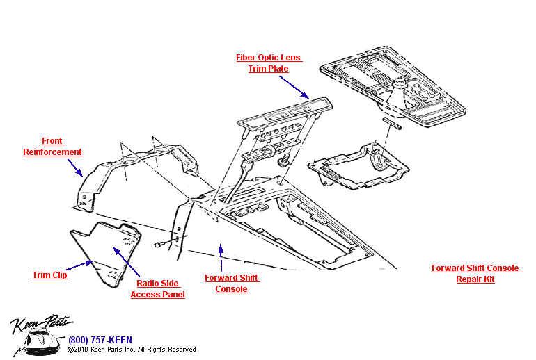 Forward Shift Console Diagram for a 2000 Corvette