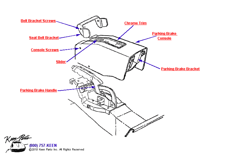 Parking Brake Cover Diagram for a 1970 Corvette