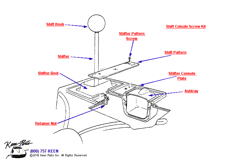 Shift Boot &amp; Ash Tray Diagram for a 1973 Corvette