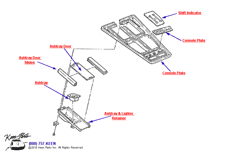 Console Trim Diagram for a 2018 Corvette